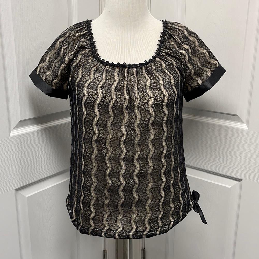Willi Smith Black Lace Top Small